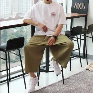 [우기브로]WMT 남자 빅사이즈 사무라이 린넨 투턱 와이드 팬츠