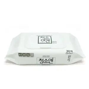 청소앤 엠보원단 물걸레청소포 1팩30매 캡형 일회용 청소물티슈 중형 물걸레포