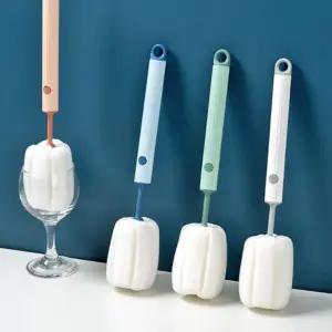 파스텔 컬러 버블 텀블러 물병 세척솔 헤드 분리형 교체 부드러운 스펀지 설거지 버블솔