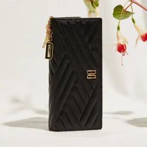 [닥스](강남점)DCWA4F212BK [CARLISLE]블랙 칼라일 엠보 가죽 골드DD 2단 장지갑