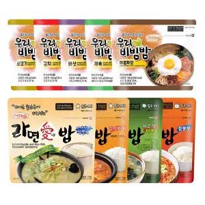 [이지밥]우리비빔밥 5개 + 라면애밥 4개 세트 비상식량 전투식량 등산도시락 간편식 캠핑등산