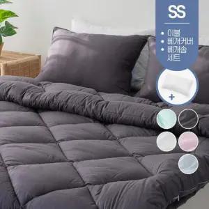 먼지없는 60수 순면 사계절 봄가을 겨울 차렵 이불 기숙사 간절기 침구 슈퍼싱글 SS 베개 세트 + 베개솜