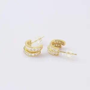 [라일리의류] Rly 귀걸이 더블링 실버 큐빅 골드도금