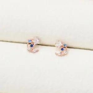 [셀러허브]여자 큐빅 쁘띠 달 분홍 실버 스타 색상 귀걸이 (S23461723)