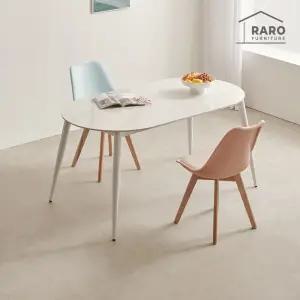 [/착불배송] 에버 1500 유광 타원 포세린 통 세라믹 와이드 2인 식탁 세트 (식