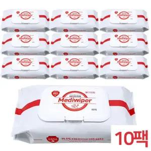 메디와이퍼 의약외품 소독티슈 80매(캡형)x10팩 항균 식약처인증