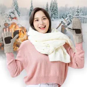 아일렌 겨울 오픈형 니트 벙어리장갑 보온 반장갑