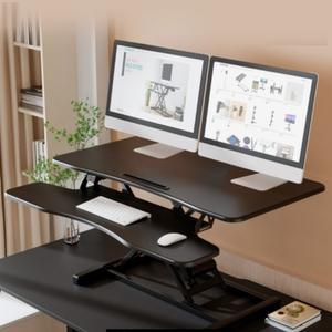 전동식 높낮이조절 듀얼 2대 와이드 스탠딩 서서하는 모니터 높이조절 받침대 책상 데스크