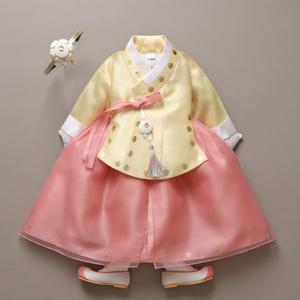 [꼬까한복]반짝날개치마 옐로우 피치 여아한복