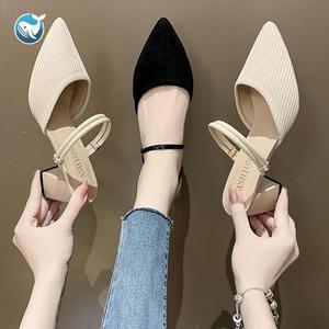 투웨이 큐빅 통굽 블로퍼 여자 스트랩 여성 스틸레토 펌프스 신발 슈즈 뮬 하이힐 구두 슬링백