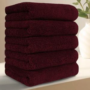 테리크 프리미엄 호텔 수건 200g 40수 코마사 면 버건디 5개