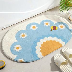 따뜻 파스텔 플라워 욕실 주방 발 매트 수건 미끄럼방지