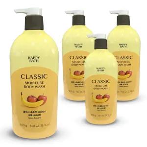 해피바스 클래식 촉촉한 애플 바나나 바디워시 900g 4개