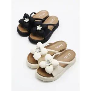 [하프클럽/]플라워 코사지 뮬슬리퍼 5cm_25S125