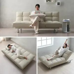 에보니아 듀오 3인용 소파베드 에어레더 아쿠아스웨이드 / 3인 쇼파 패브릭