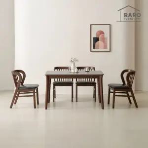 라로퍼니처 데이브 1250 포세린 통 세라믹 4인 식탁 세트 식탁+의자4)