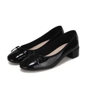 [BABARA][본사운영] 바바라 애나멜 8자리본 베이직 여성 펌프스 4cm_BZF102