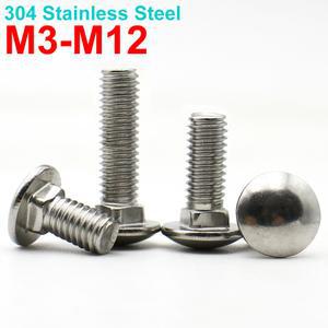 M12 선반 M5 20개 2 M10 M4 플랫 헤드 M8 볼트 반원형 M3 캐리지 M6 304 큰 넥 스테인리스 나사 스틸 머리 사각