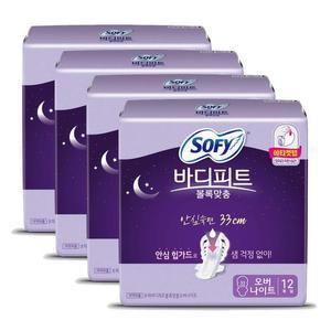 쏘피 바디피트 볼록맞춤 오버나이트 12팩 x4개