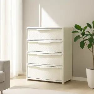 아리나 라탄 플라스틱 4단 와이드 서랍장 수납장