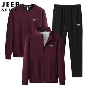 JEEP SPIRIT 패션 새로운 가을 겨울 남성 트레이닝복 루즈 스포츠 3피스 세트