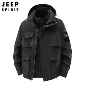 JEEPspirit 남성 3-in-1 두꺼워진 분리형 따뜻한 재킷 가을 겨울 2피스 세트