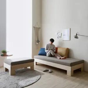 뮤카 패브릭 등쿠션 데이베드 원목 소파+스툴 GM328C (착불)