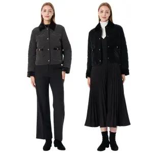 SOUP 여성 퀼트 패딩 재킷 카라 배색 오피스룩 트랜디 가을 겨울 자켓 잠바 데일리룩