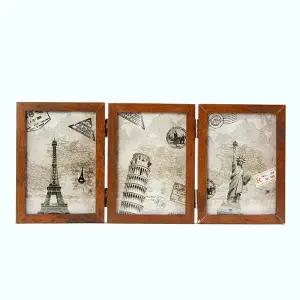 OCE 3단 접이식 사진 갤러리 유리 양면 액자 4X6