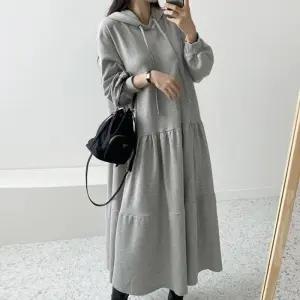 빅사이즈 509 후드티밑단티어드원피스 DRAV311