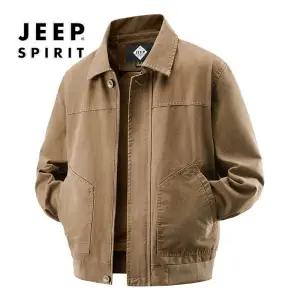 지프 스피릿 남성용 봄 가을 루즈핏 카고 워시드 코튼 재킷