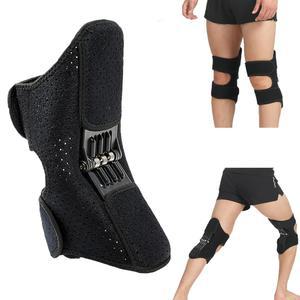 향상된 스프링 하중 무릎 지지대 1팩(업그레이드된 스태빌라이저) - 스쿼트, 배구 및 등반을 위한 조절 가능한 통기성 보호대, 활동적인 남녀를 미끄럼 방지 관절 보호 부스터(블랙)