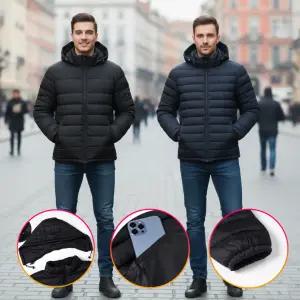 남성용  겨울 경량 패딩 점퍼  탈 부착 후드 점퍼 패딩 데일리 출퇴근용 여행