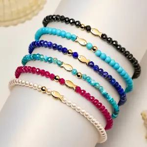 *황금 福 새해 특가* [당일출고] 14K 행운 물고기 천연석 비즈 팔찌