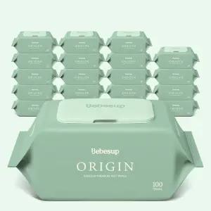 베베숲 오리진 캡형 대용량 엠보싱 아기물티슈 100매, 20개