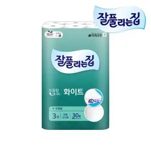 잘풀리는집 화이트 두루마리휴지 화장지 3겹 28M 30롤