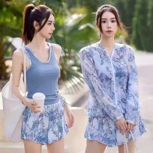 50대래쉬가드 부모님레쉬가드 중년 엄마 블루3종세트 수영복 아줌마