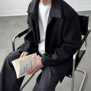 [패션큐브]미니멀 울 카라 반코트 자켓 2color 베이직 아우터 코트