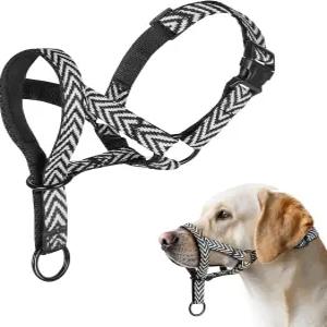 윈턱 젠틀 도그 헤드 칼라 패션 스트라이프가 있는 부드러운 나일론 노 풀 패딩 홀터 반려견용 통기성 코