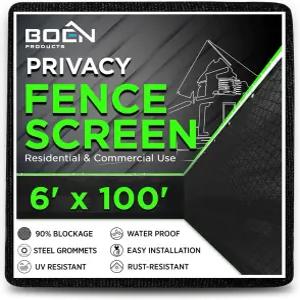 보엔 - 6피트 x 100인치를 덮는 뒷마당 프라이버시 스크린 펜스 검은색 금속 체인 링크 목재 패널 또는