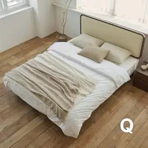 [상일리베가구] 빈센트 2100 가죽헤드 원목 침대프레임 퀸