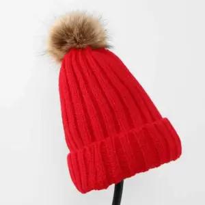 털모자(레드) 방울니트모자 겨울모자