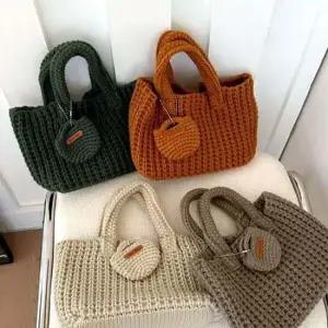 여성 뜨개 코인 지갑 토트백 심플 포함 캐주얼 미니