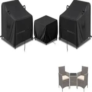 데보코/그리섬 3피스 파티오 가구 세트 라탄 위커 의자 테이블이 있는 방수 비스트로 커버 작은 테이블용