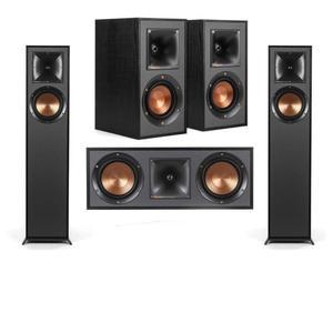 Klipsch 레퍼런스 R-610F 5.0 홈 시어터 팩, 2배 바닥 스탠드 스피커 + 페어, R-41M 책장 스피커, R-52C 센터 채널 블랙
