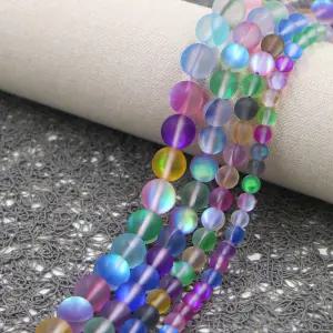 멀티 색상 무광 월광석 - 0.5줄 / 원석팔찌 키링 재료