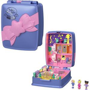 Polly Pocket Keepsake Collection 스타라이트 디너 컴팩트, 3개와 파티 포함 헤리티지 인형 조명 플레이세트,