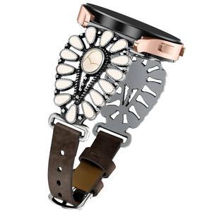 JR DM 가죽 밴드 여성 갤럭시 워치 7 / 6 5 4 액티브 2 40mm 44mm 클래식 43mm 47mm 프로 45mm 42mm 46mm, 웨스턴 보호 터쿼이즈 20mm 스트랩,