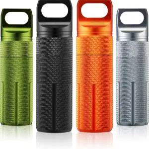 파텔라이 4개 휴대용 열쇠고리 알약 홀더 여행용 방수 성냥 용기 알루미늄 밀폐 크기 보관 보조제 야외