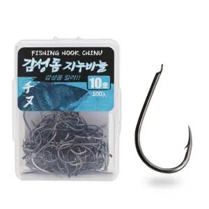 DK 감성돔 지누 바늘 10호 블랙니켈 덕용 낚시/치누 훅 후크 대용량 하이카본 낚싯바늘 100개입